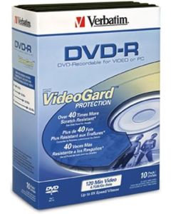 Verbatim DVD-R 4.7GB 8X 10pk Video Trimcases (With VideoGard Protection) (Discontinued by Manufacturer)