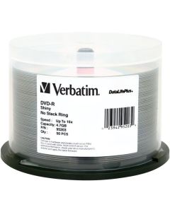 Verbatim DVD-R 4.7GB 16X DataLifePlus Shiny Silver Silk Screen Printable - 50pk Spindle
