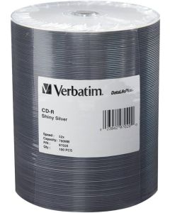 Verbatim CD-R 700MB 52X DataLifePlus Shiny Silver Silk Screen Printable - 100pk Tape Wrap Spindle