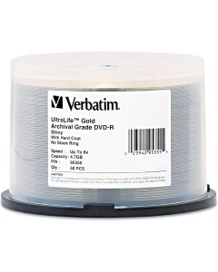 Verbatim 95355 UltraLife Gold Archival Grade w/Branded Surface DVD-R, 4.7GB/16X, 50/PK Spindle