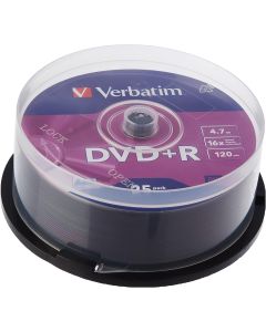 Verbatim 1239475 43500 4.7GB 16x DVD+R Matt Silver - 25 Pack Spindle